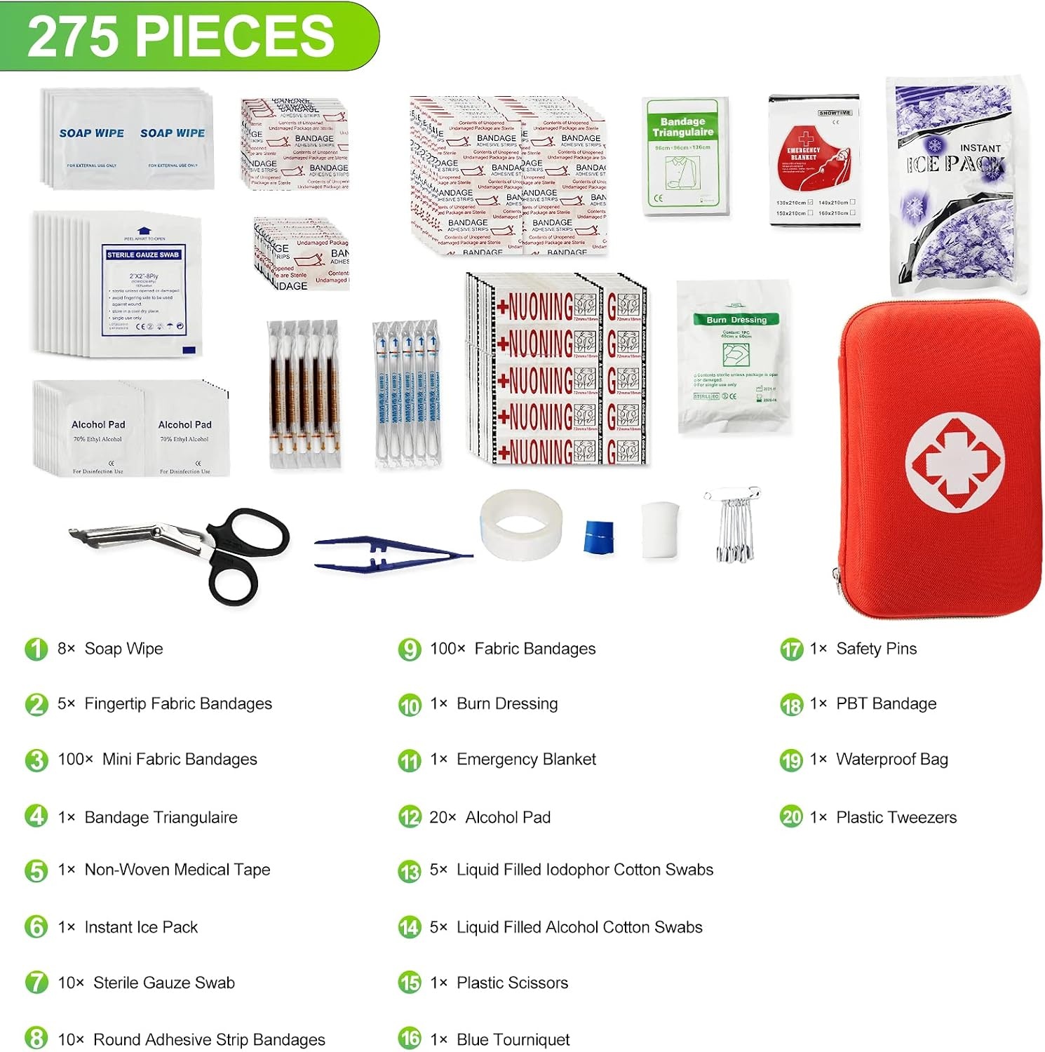 image:image275PCS Car First Aid Kit Business Emergency Essentials Kit Portable Survival Trauma First Aid Bag Emergency Tactical First Aid Kit School Household Sport Emergency Essentials