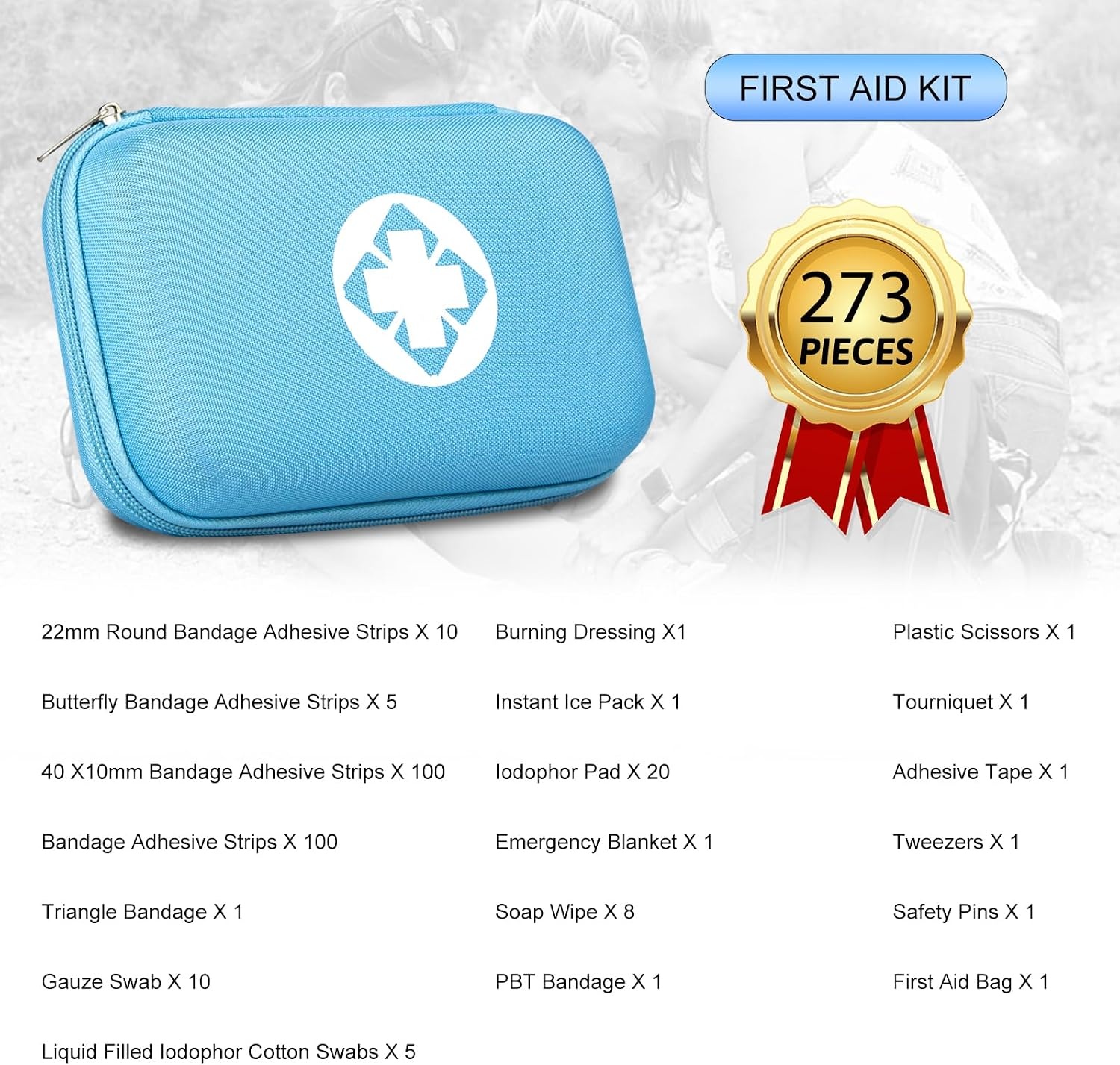 image:image277Pcs FirstAid Kit EmergencyKit HomeCar First Aid Kits Emergency Kit Home Essentials for Dorm Room FirstAid Kit Emergency Necessities for Boat Hiking Skating Black YIDERBOBlue