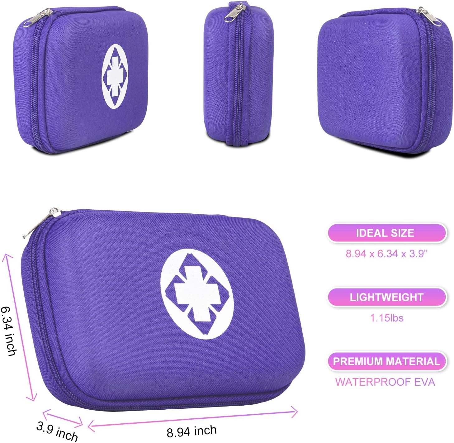 image:image277Pcs FirstAid Kit EmergencyKit HomeCar First Aid Kits Emergency Kit Home Essentials for Dorm Room FirstAid Kit Emergency Necessities for Boat Hiking Skating Black YIDERBOPurple