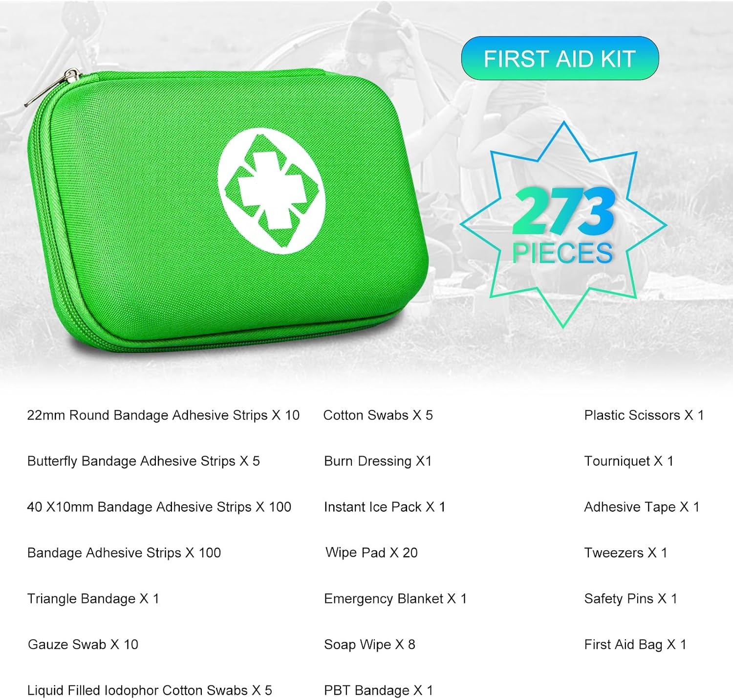 image:image277Pcs FirstAid Kit EmergencyKit HomeCar First Aid Kits Emergency Kit Home Essentials for Dorm Room FirstAid Kit Emergency Necessities for Boat Hiking Skating Black YIDERBOGreen