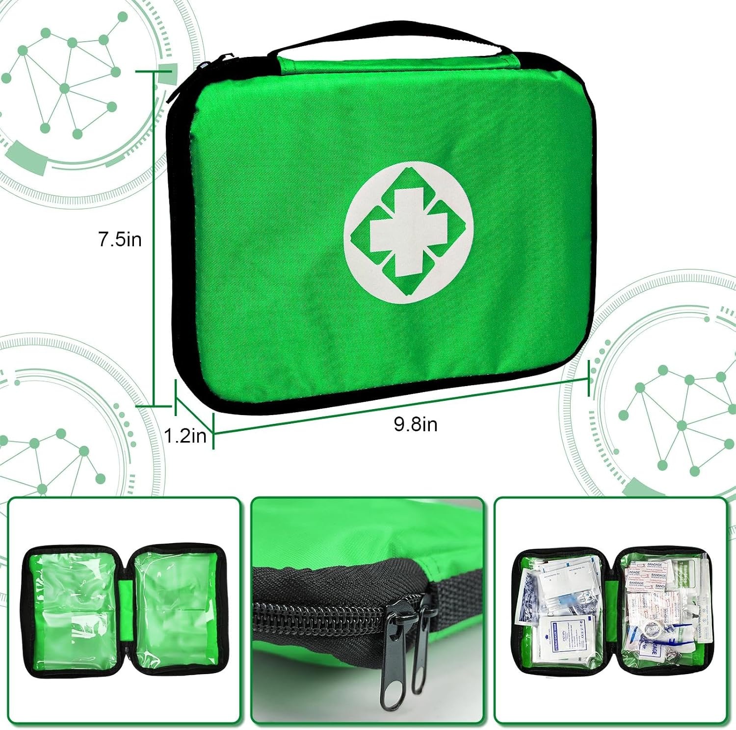 image:image300 PCS First Aid Kit Refill Supplies Basic Emergency Essentials First Aid Kit Travel Size for Businesses Emergency Accident Essentials for Outdoor Adventure Green 1st Aid
