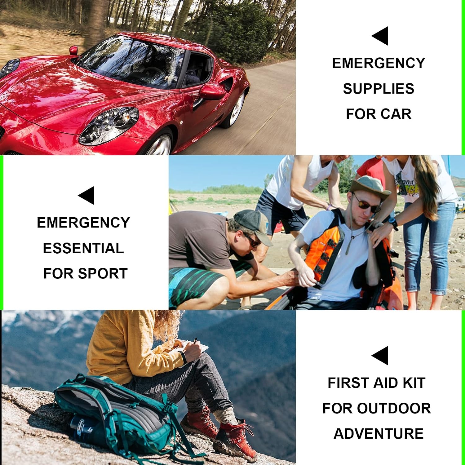 image:image300Piece Portable First Aid Kit Refill Supplies for Car Mini Caming Emergency First Aid Kit Hiking Survival Essential Kit for Outdoor Adventure Emergency Case Orange 1st Aid300PcsGreen