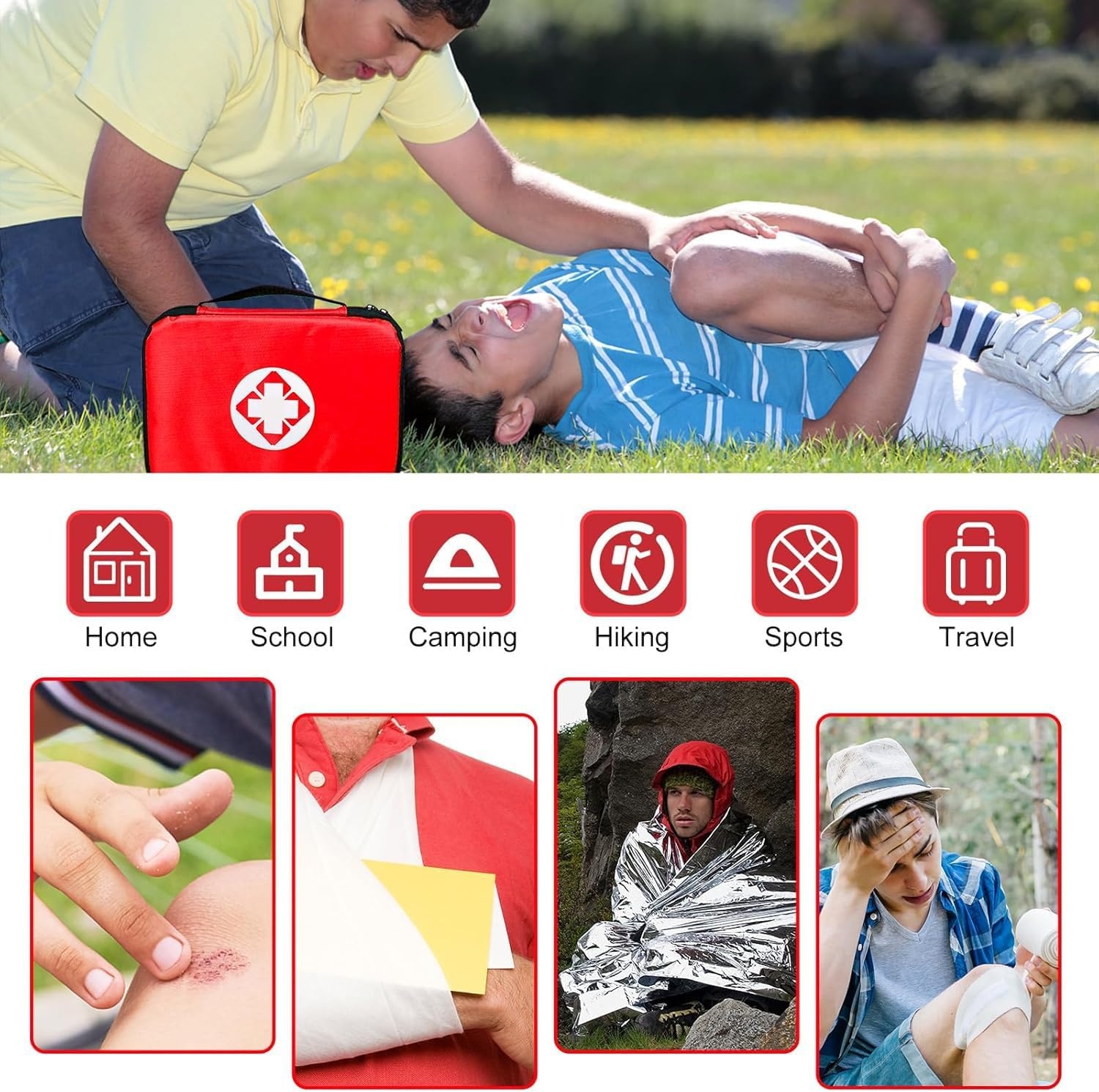 image:image300Piece Portable First Aid Kit Refill Supplies for Car Mini Caming Emergency First Aid Kit Hiking Survival Essential Kit for Outdoor Adventure Emergency Case Orange 1st AidRed300Pcs
