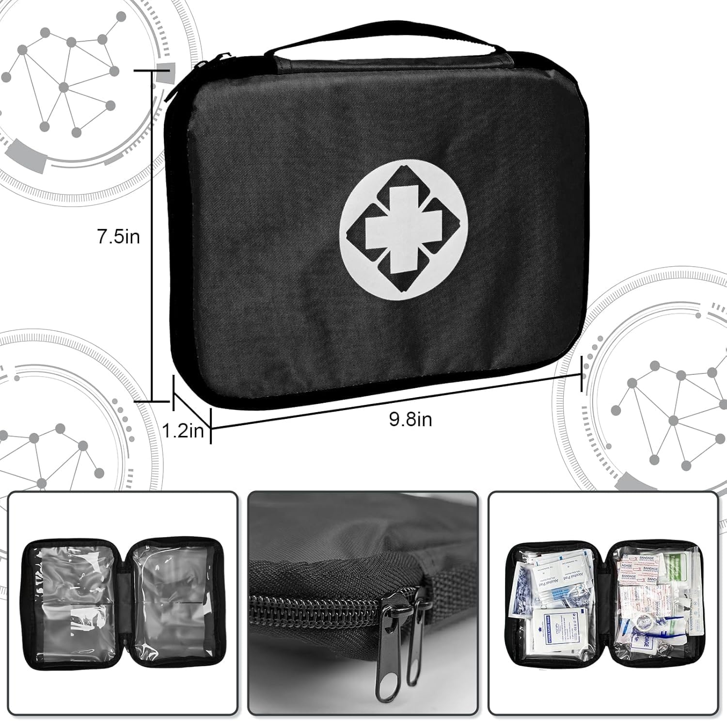 image:image300Piece Portable First Aid Kit Refill Supplies for Car Mini Caming Emergency First Aid Kit Hiking Survival Essential Kit for Outdoor Adventure Emergency Case Orange 1st AidBlack300Pcs
