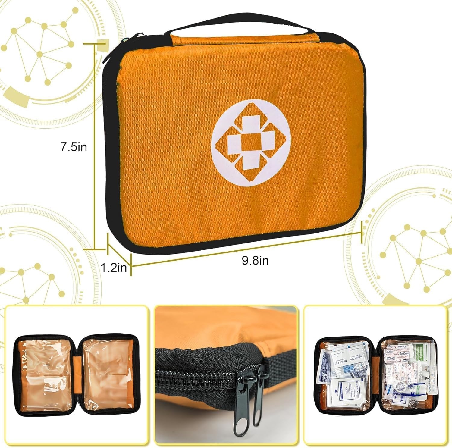 image:image300Piece Portable First Aid Kit Refill Supplies for Car Mini Caming Emergency First Aid Kit Hiking Survival Essential Kit for Outdoor Adventure Emergency Case Orange 1st AidOrange300Pcs