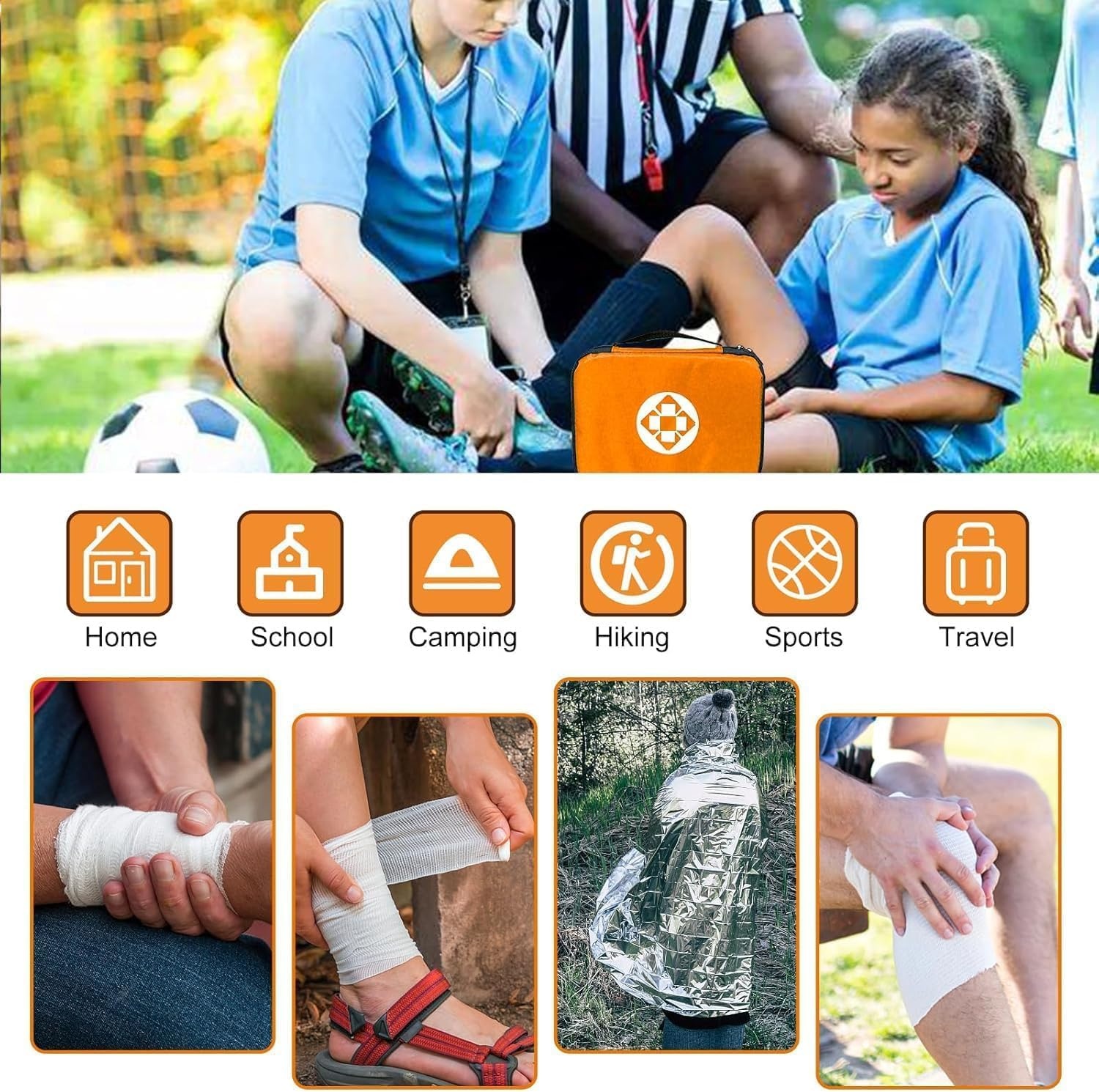 image:image300Piece Portable First Aid Kit Refill Supplies for Car Mini Caming Emergency First Aid Kit Hiking Survival Essential Kit for Outdoor Adventure Emergency Case Orange 1st AidOrange300Pcs