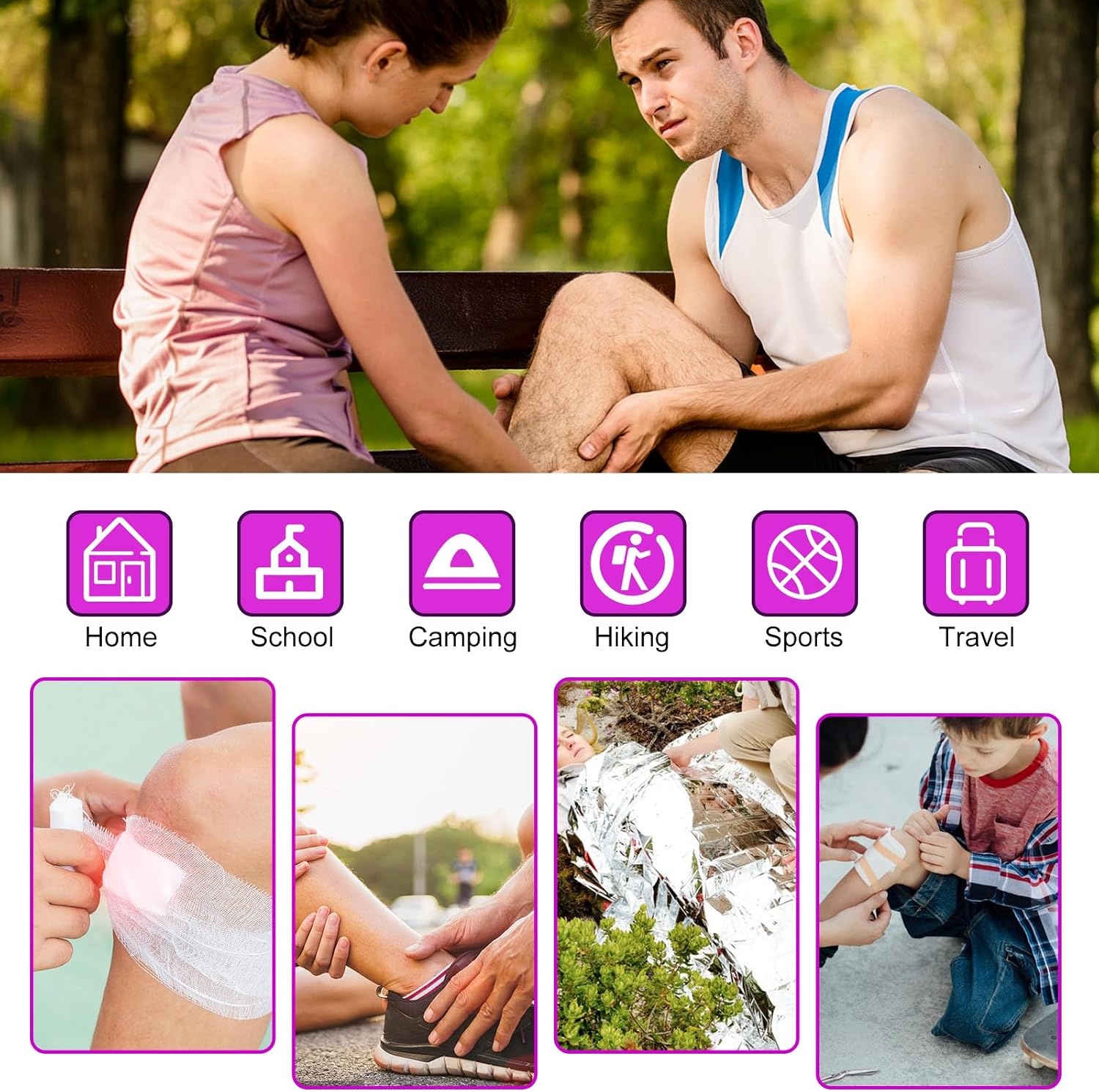 image:image300Piece Portable First Aid Kit Refill Supplies for Car Mini Caming Emergency First Aid Kit Hiking Survival Essential Kit for Outdoor Adventure Emergency Case Orange 1st Aid300PcsPurple