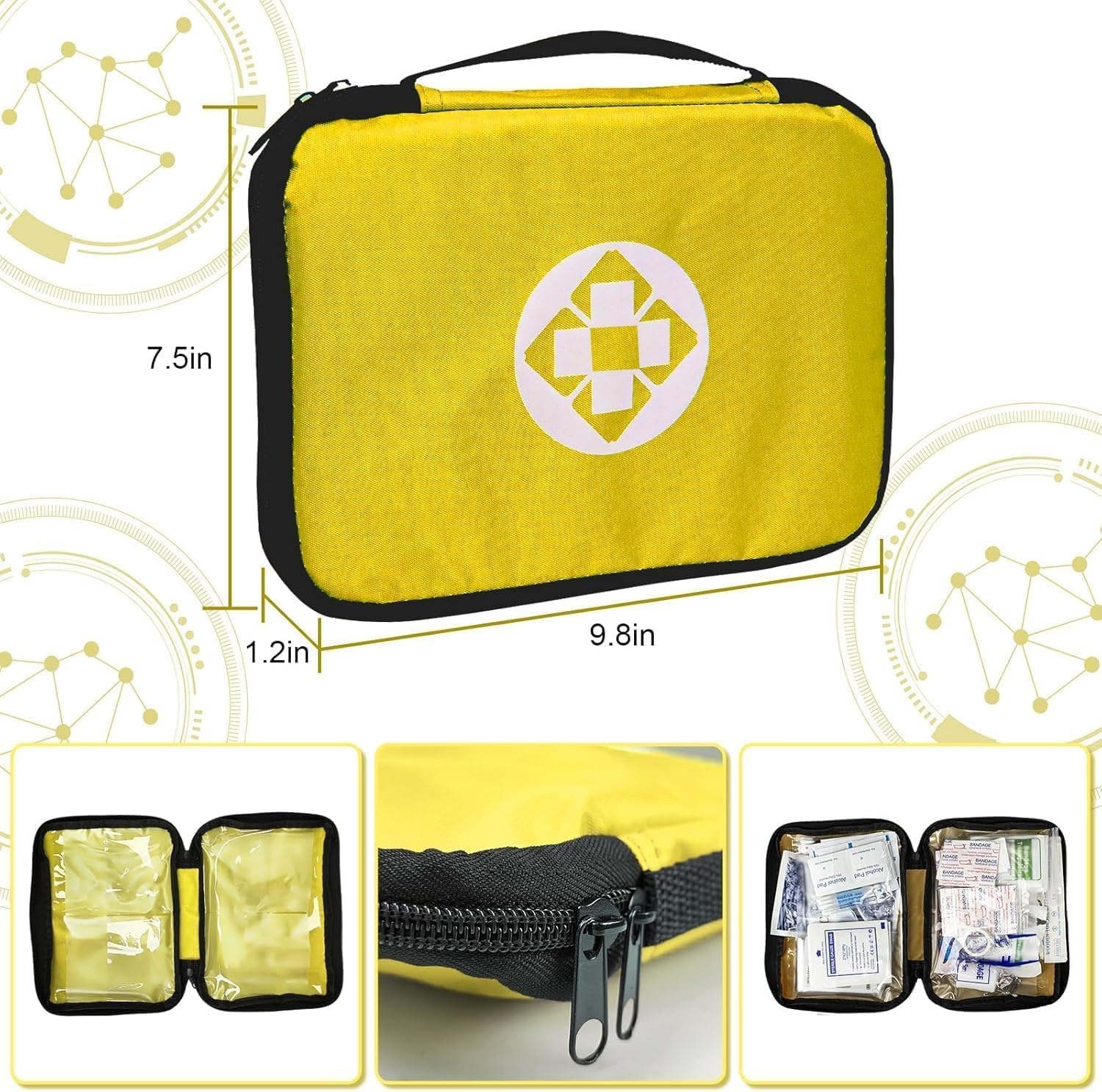 image:image300Piece Portable First Aid Kit Refill Supplies for Car Mini Caming Emergency First Aid Kit Hiking Survival Essential Kit for Outdoor Adventure Emergency Case Orange 1st AidYellow300Pcs