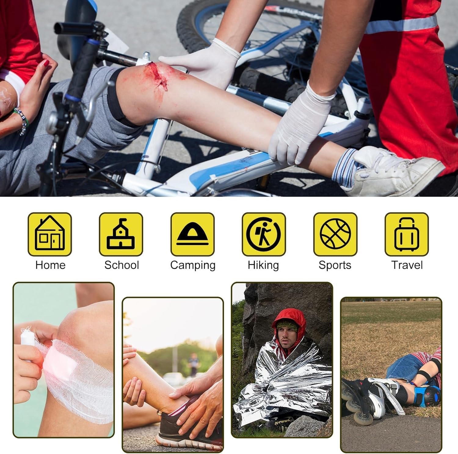 image:image300Piece Portable First Aid Kit Refill Supplies for Car Mini Caming Emergency First Aid Kit Hiking Survival Essential Kit for Outdoor Adventure Emergency Case Orange 1st AidYellow300Pcs