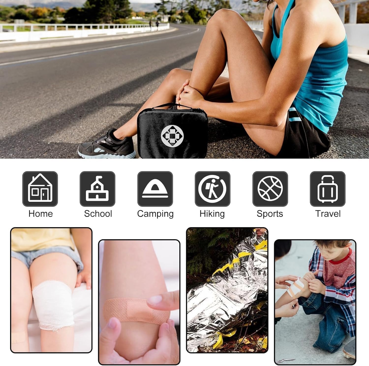 image:image300Piece Portable First Aid Kit Refill Supplies for Car Mini Caming Emergency First Aid Kit Hiking Survival Essential Kit for Outdoor Adventure Emergency Case Orange 1st AidBlack300Pcs