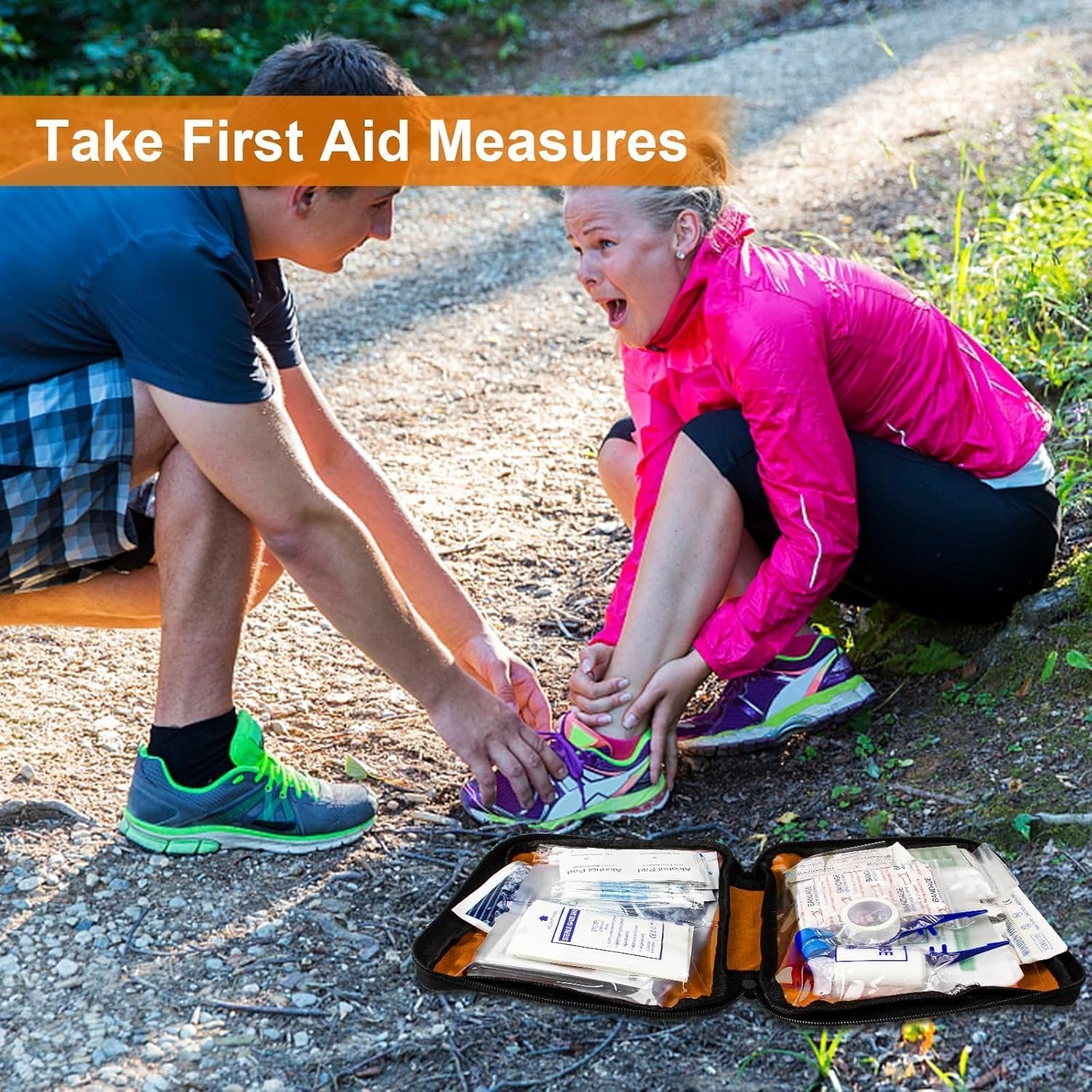 image:image300Piece Portable First Aid Kit Refill Supplies for Car Mini Caming Emergency First Aid Kit Hiking Survival Essential Kit for Outdoor Adventure Emergency Case Orange 1st AidOrange300Pcs