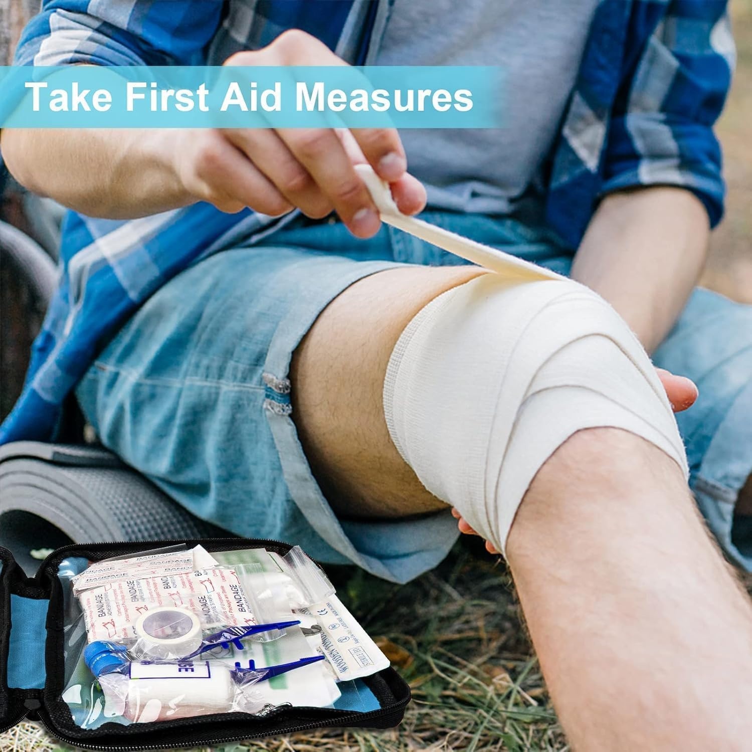 image:imageHomeBusinesses FirstAid EmergencyKit for CampingCar 300 Pcs Urgent Essential First Aid Kits Refill Supplies with Tourniquet Bandages for Workpalce Green 1st AidBlue300Pcs