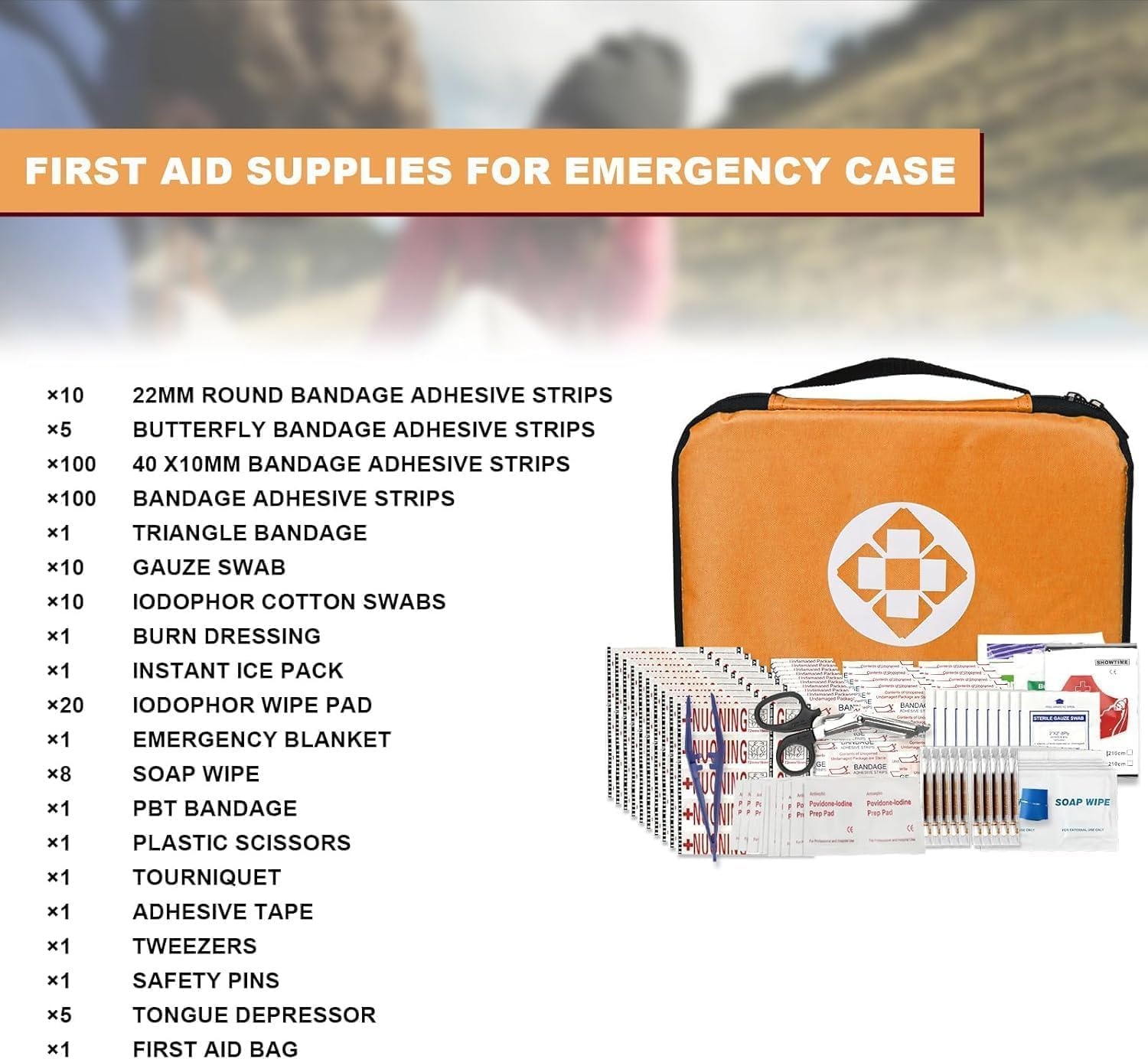 image:imageHomeBusinesses FirstAid EmergencyKit for CampingCar 300 Pcs Urgent Essential First Aid Kits Refill Supplies with Tourniquet Bandages for Workpalce Green 1st AidOrange300Pcs