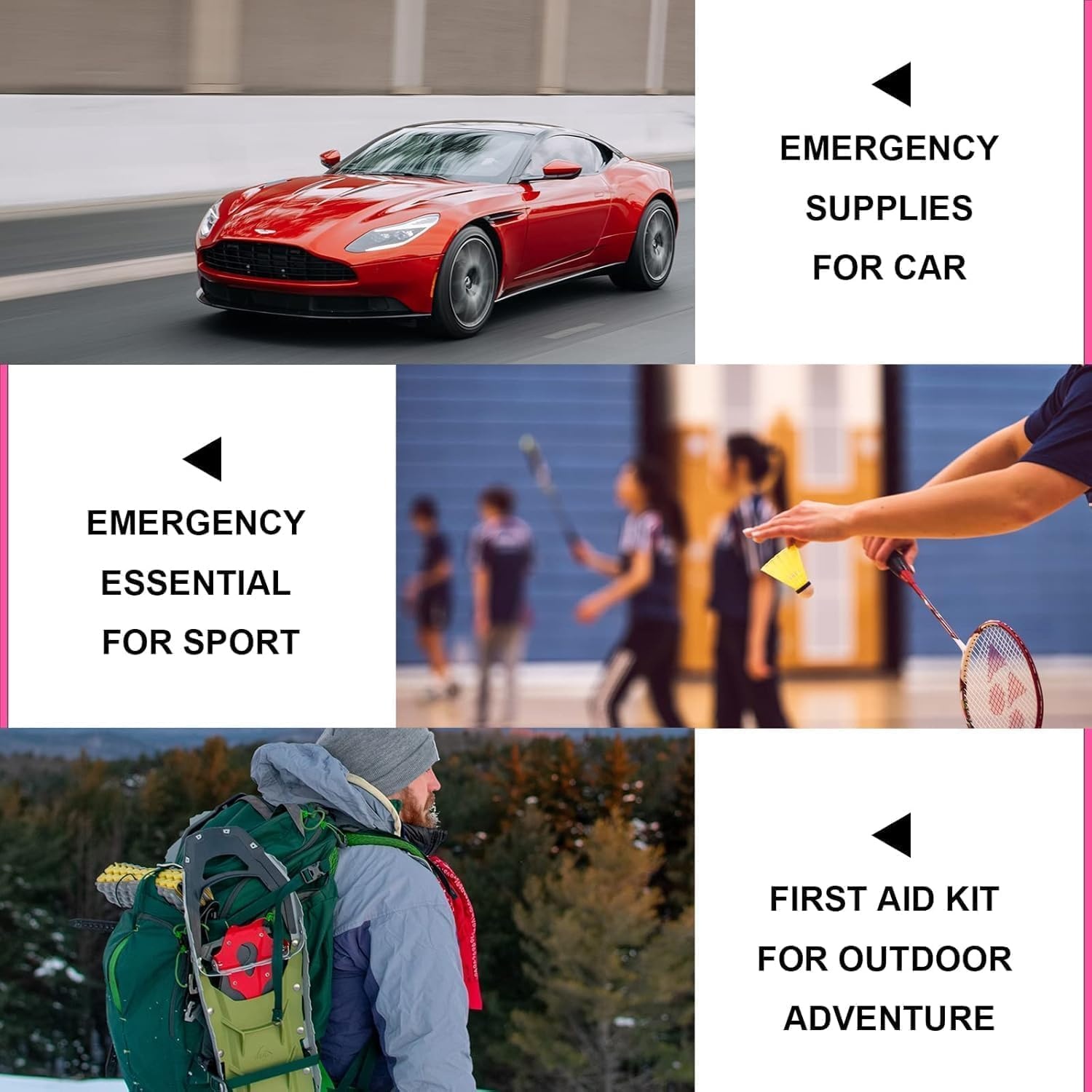 image:imageHomeBusinesses FirstAid EmergencyKit for CampingCar 300 Pcs Urgent Essential First Aid Kits Refill Supplies with Tourniquet Bandages for Workpalce Green 1st AidPink305Pcs