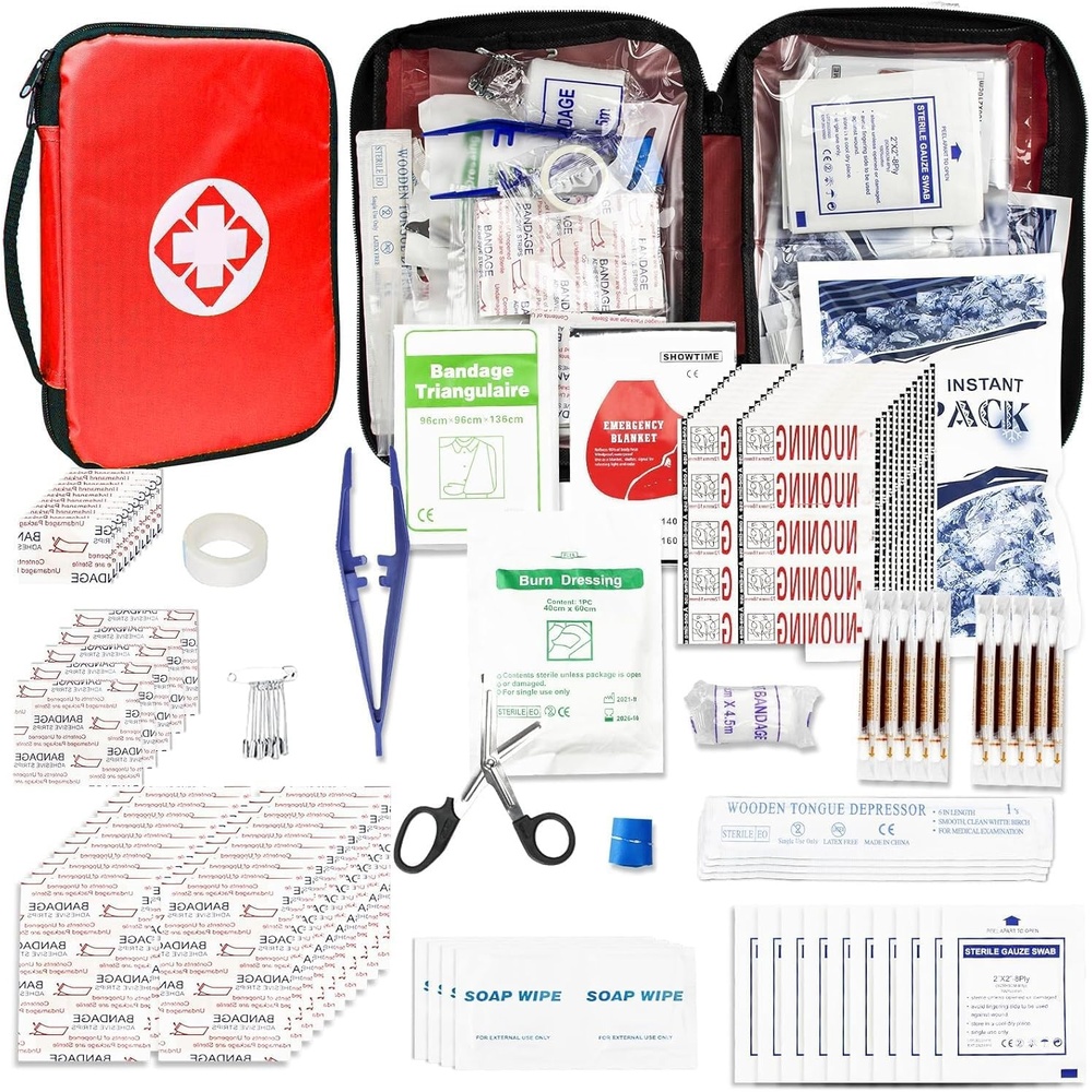 image:image300Piece Portable First Aid Kit Refill Supplies for Car Mini Caming Emergency First Aid Kit Hiking Survival Essential Kit for Outdoor Adventure Emergency Case Orange 1st AidRed300Pcs