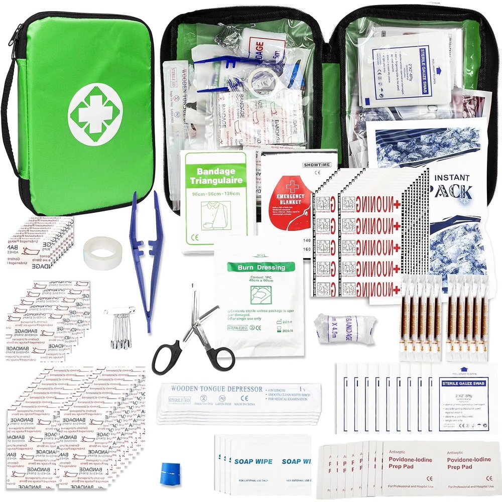image:image300Piece Portable First Aid Kit Refill Supplies for Car Mini Caming Emergency First Aid Kit Hiking Survival Essential Kit for Outdoor Adventure Emergency Case Orange 1st Aid300PcsGreen