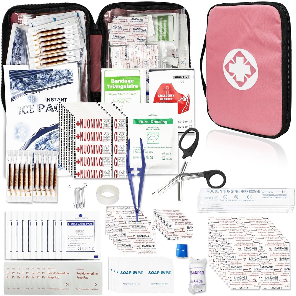 image:image300Piece Travel First Aid Kit Refill Supplies for Business Mini Caming Emergency First Aid Kit Hiking Survival Essential Kit for Backpack Outdoor Adventure Pink 1st Aid