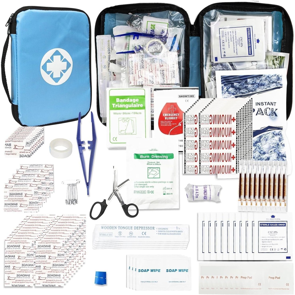 image:imageHomeBusinesses FirstAid EmergencyKit for CampingCar 300 Pcs Urgent Essential First Aid Kits Refill Supplies with Tourniquet Bandages for Workpalce Green 1st AidBlue300Pcs