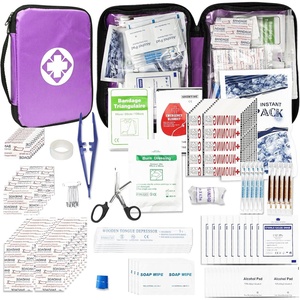 300 PCS First Aid Kit Refill Supplies Basic Emergency Essentials First Aid Kit Travel Size for Businesses Emergency Accident Essentials for Outside, Purple 1st Aid