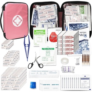 300Piece Portable First Aid Kit Refill Supplies for Car Mini Caming Emergency First Aid Kit Hiking Survival Essential Kit for Outdoor Adventure Emergency Case, Orange 1st Aid(Pink-305Pcs)