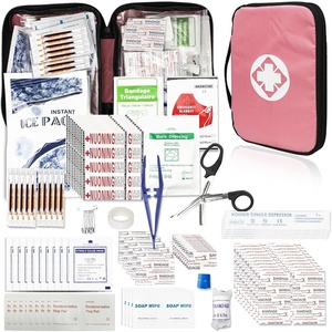 300Piece Travel First Aid Kit Refill Supplies for Business Mini Caming Emergency First Aid Kit Hiking Survival Essential Kit for Backpack Outdoor Adventure, Pink 1st Aid